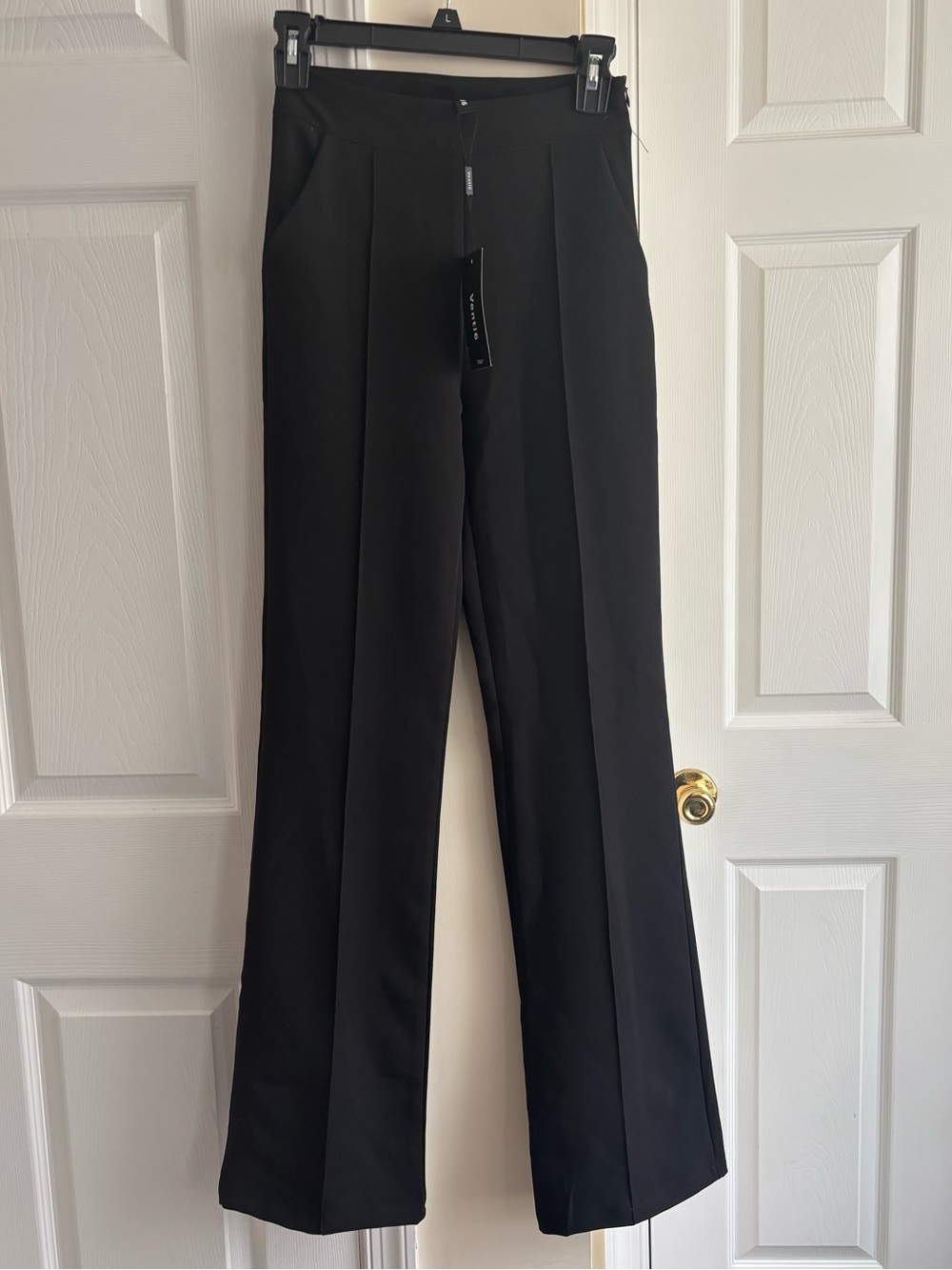 Venti6 Front Seam Black Wide Trousers